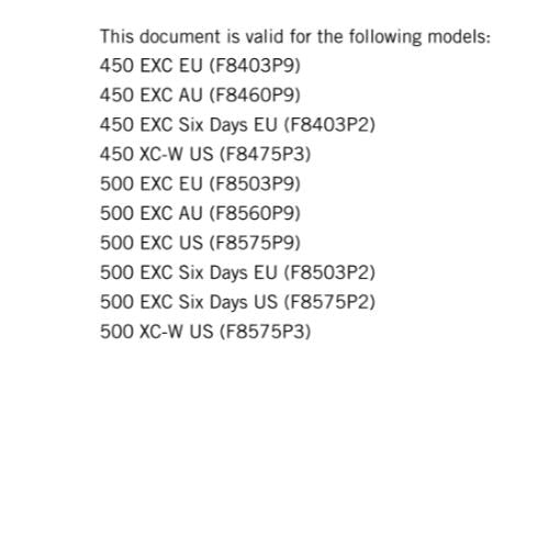 KTM 2016 - 450 500 EXC SIX DAYS XC-W -  WORKSHOP REPAIR SERVICE MANUAL REPRINTED
