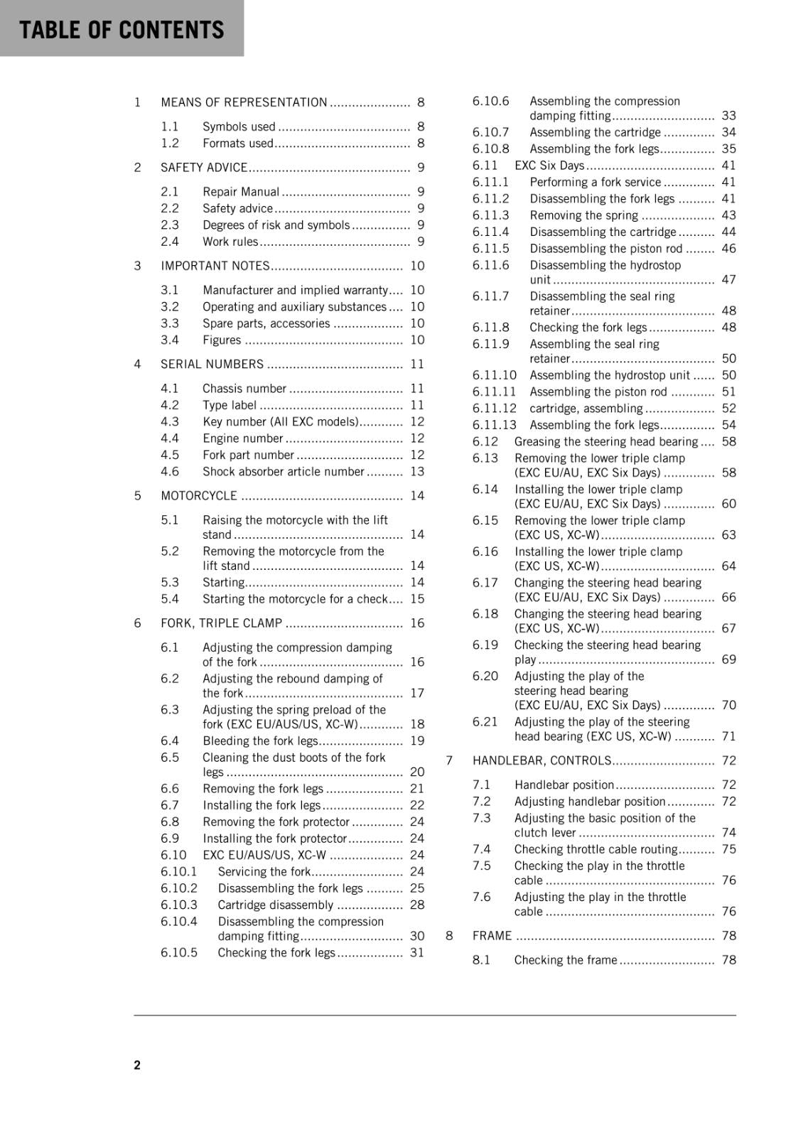 KTM 2016 - 450 500 EXC SIX DAYS XC-W -  WORKSHOP REPAIR SERVICE MANUAL REPRINTED