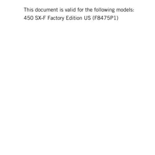 KTM 2016 - 450 SX-F FACTORY EDITION -  WORKSHOP REPAIR SERVICE MANUAL REPRINTED