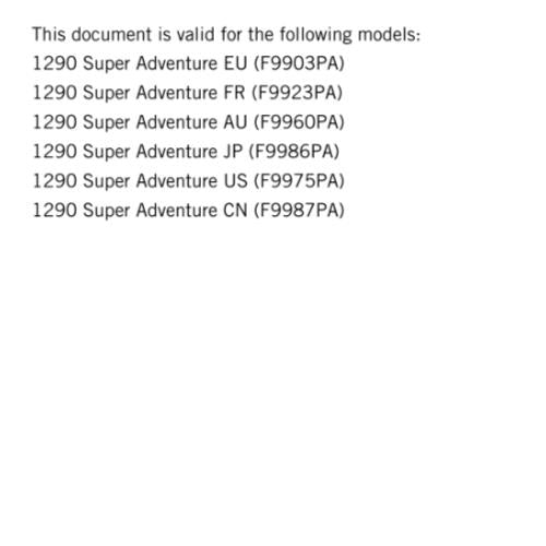 KTM 2016 - 1290 SUPER ADVENTURE -  WORKSHOP REPAIR SERVICE MANUAL REPRINTED