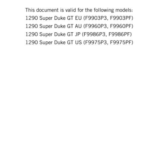 KTM 2016 - 1290 SUPER DUKE GT -  WORKSHOP REPAIR SERVICE MANUAL REPRINTED