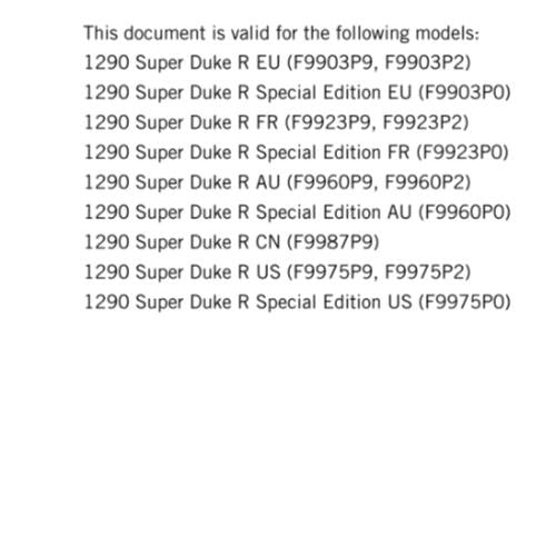 KTM 2016 - 1290 SUPER DUKE R SPECIAL EDITION -  WORKSHOP REPAIR SERVICE