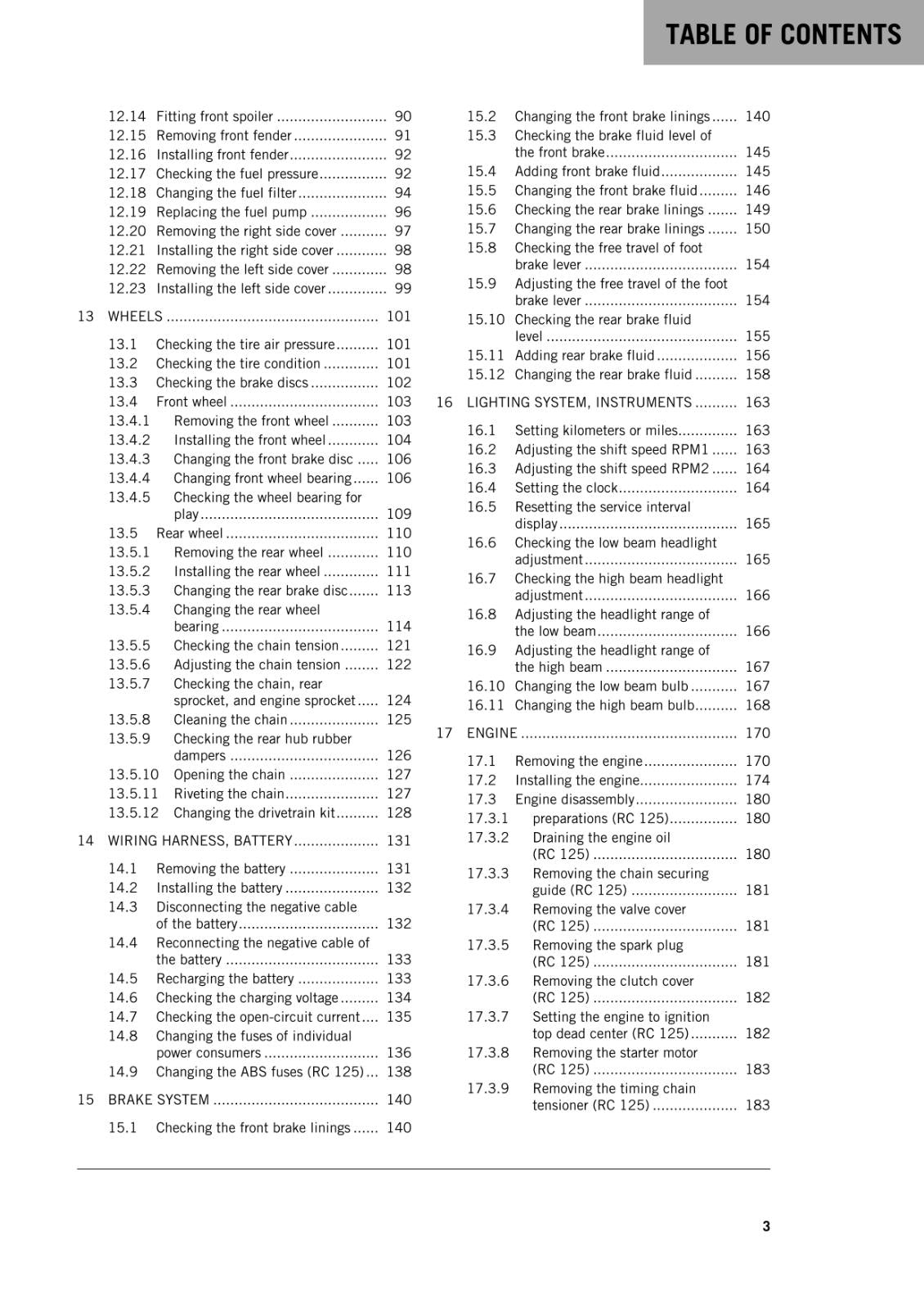KTM 2016 - RC 125 200 -  WORKSHOP REPAIR SERVICE MANUAL