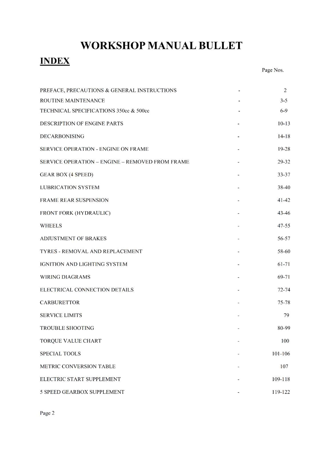 100 GSM ROYAL ENFIELD 350 500 BULLET 1989 - 2007 SERVICE WORKSHOP REPAIR MANUAL