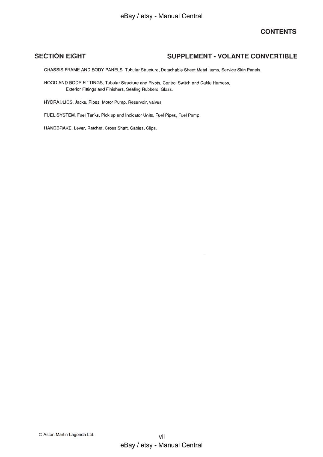 100 GSM - ASTON MARTIN DB6 - PARTS MANUAL CATALOGUE -