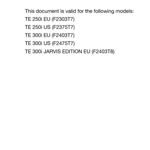 HUSQVARNA 2020 - TE 250i 300i JARVIS EDITION - OWNERS MANUAL - REPRINTED