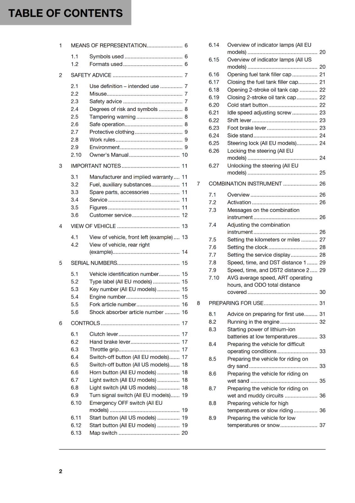 HUSQVARNA 2020 - TE 250i 300i JARVIS EDITION - OWNERS MANUAL - REPRINTED