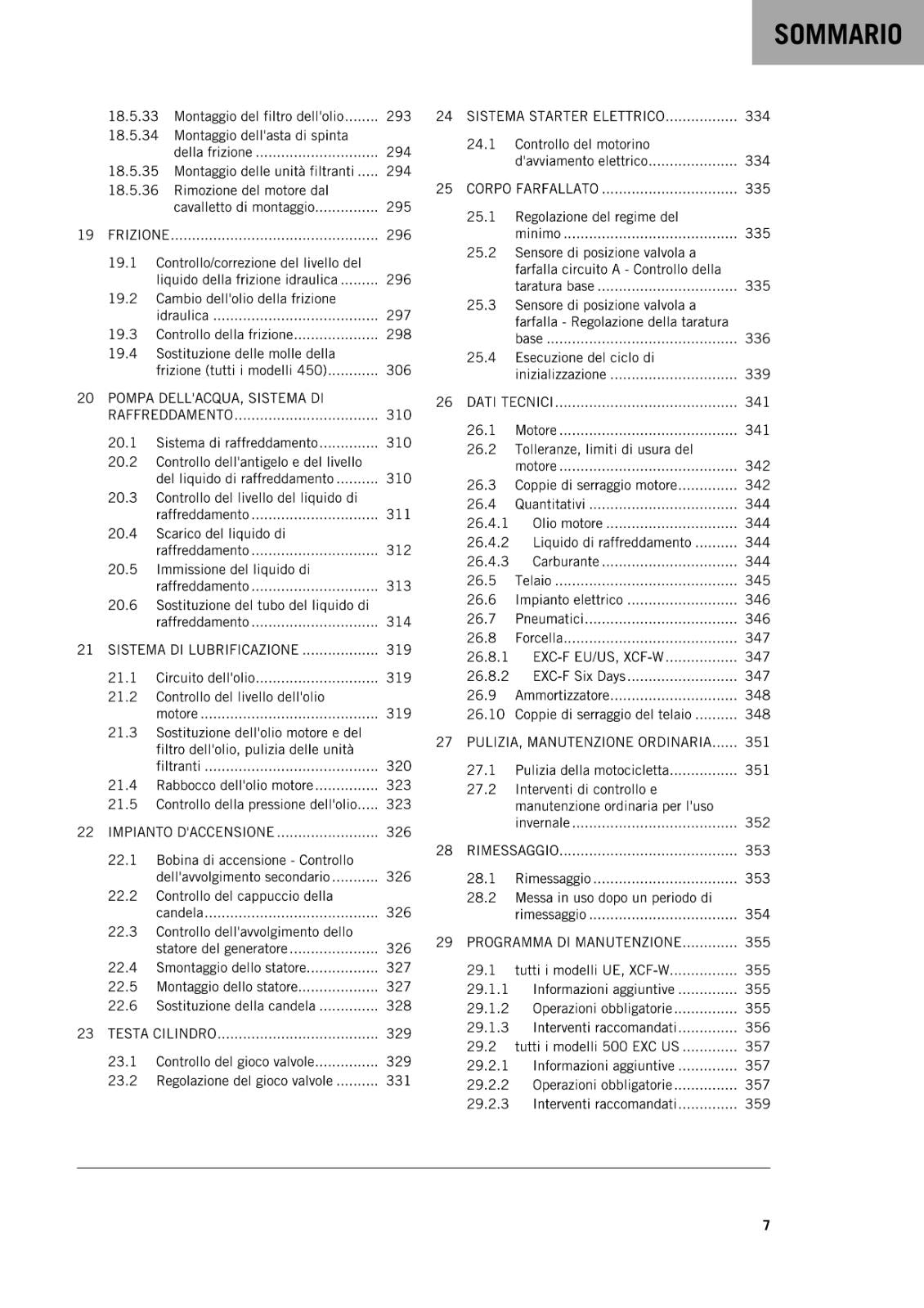 ITALIAN LANGUAGE - KTM 2020 - 450 500 XCF-W EXC-F SIX - MANUALE DI RIPARAZIONE