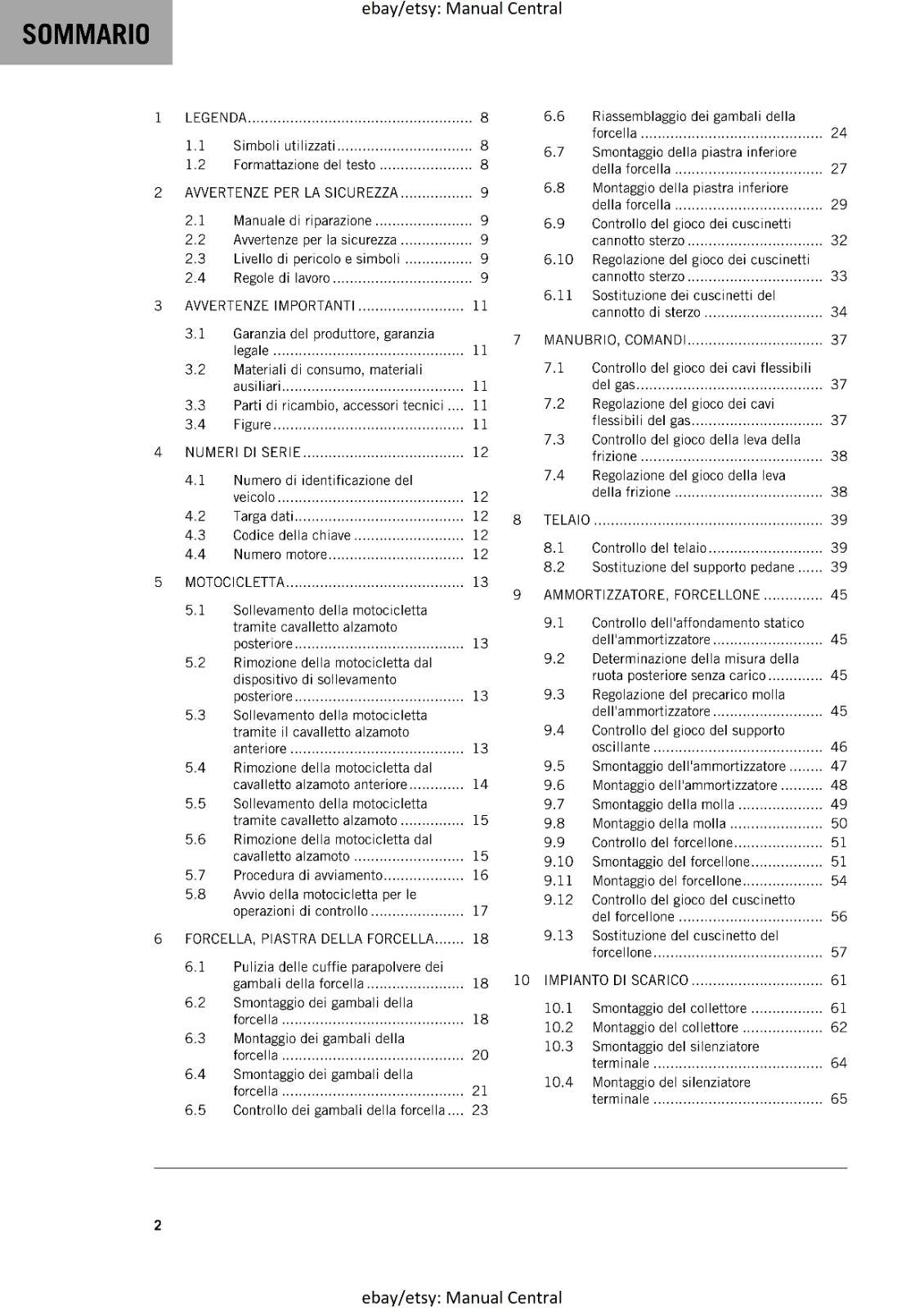 ITALIAN LANGUAGE - KTM 2022 - 125 DUKE - MANUALE DI RIPARAZIONE