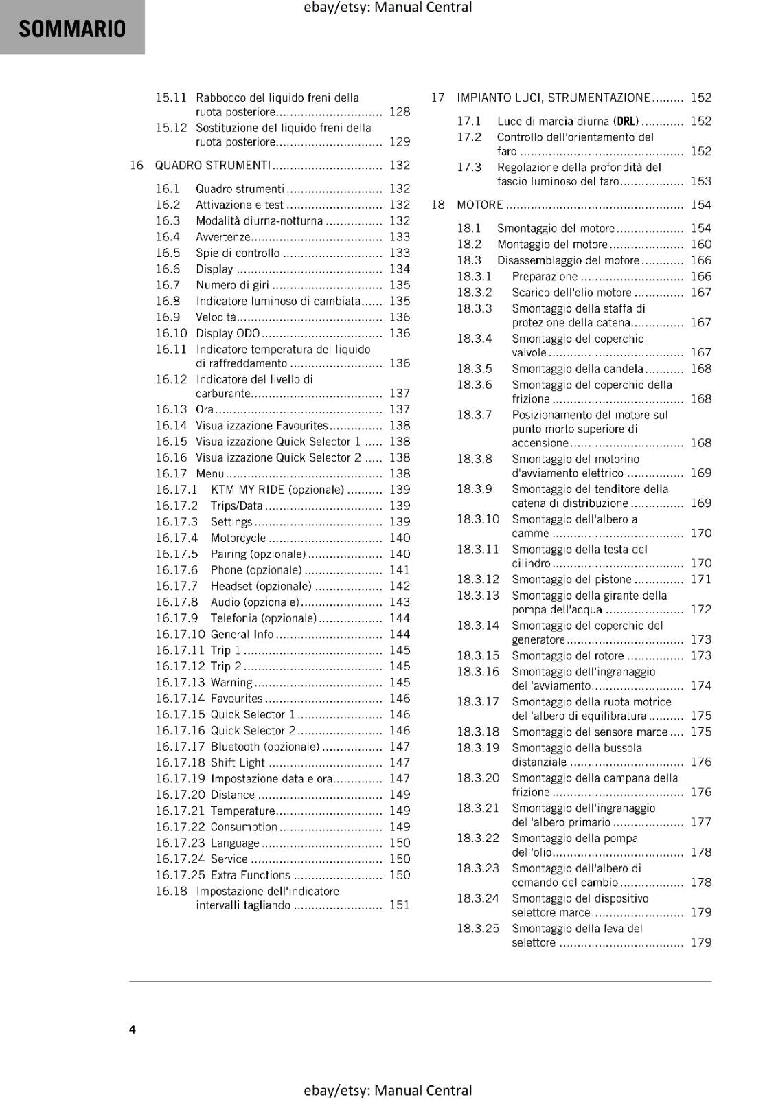 ITALIAN LANGUAGE - KTM 2022 - 125 DUKE - MANUALE DI RIPARAZIONE