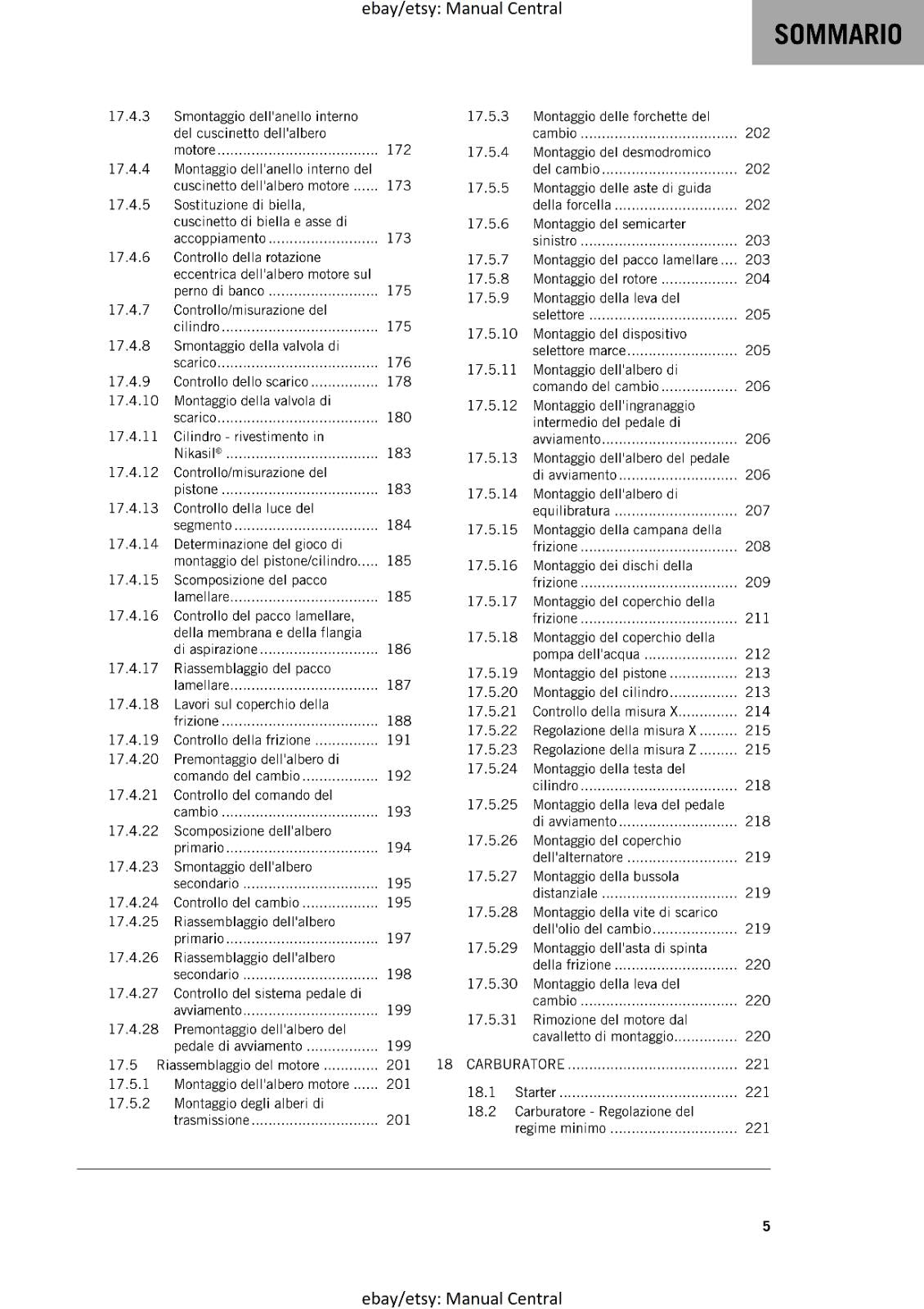 ITALIAN LANGUAGE - KTM 2022 - 250 SX - MANUALE DI RIPARAZIONE
