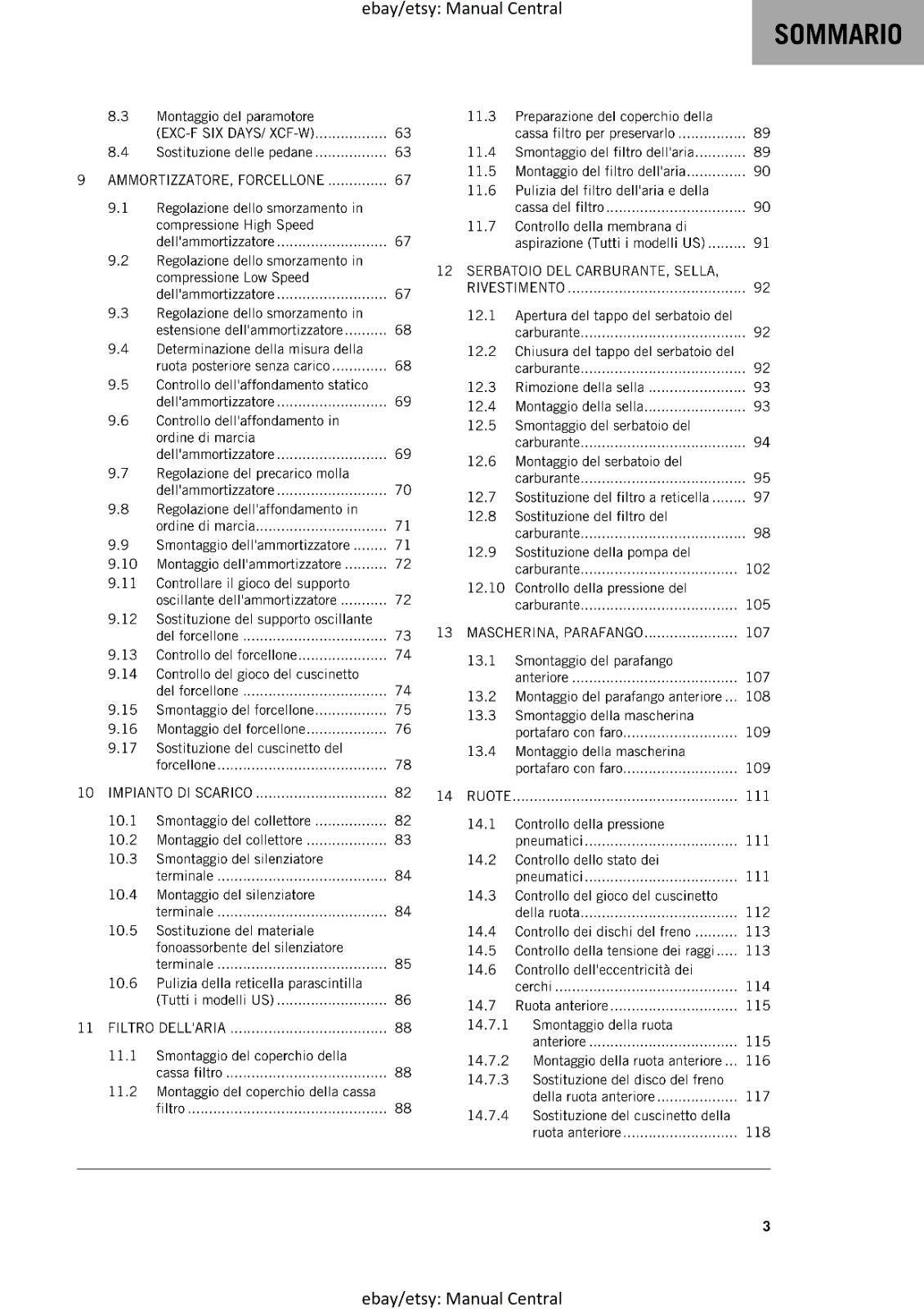 ITALIAN LANGUAGE - KTM 2022 - 450 500 XCF-W EXC-F - MANUALE DI RIPARAZIONE