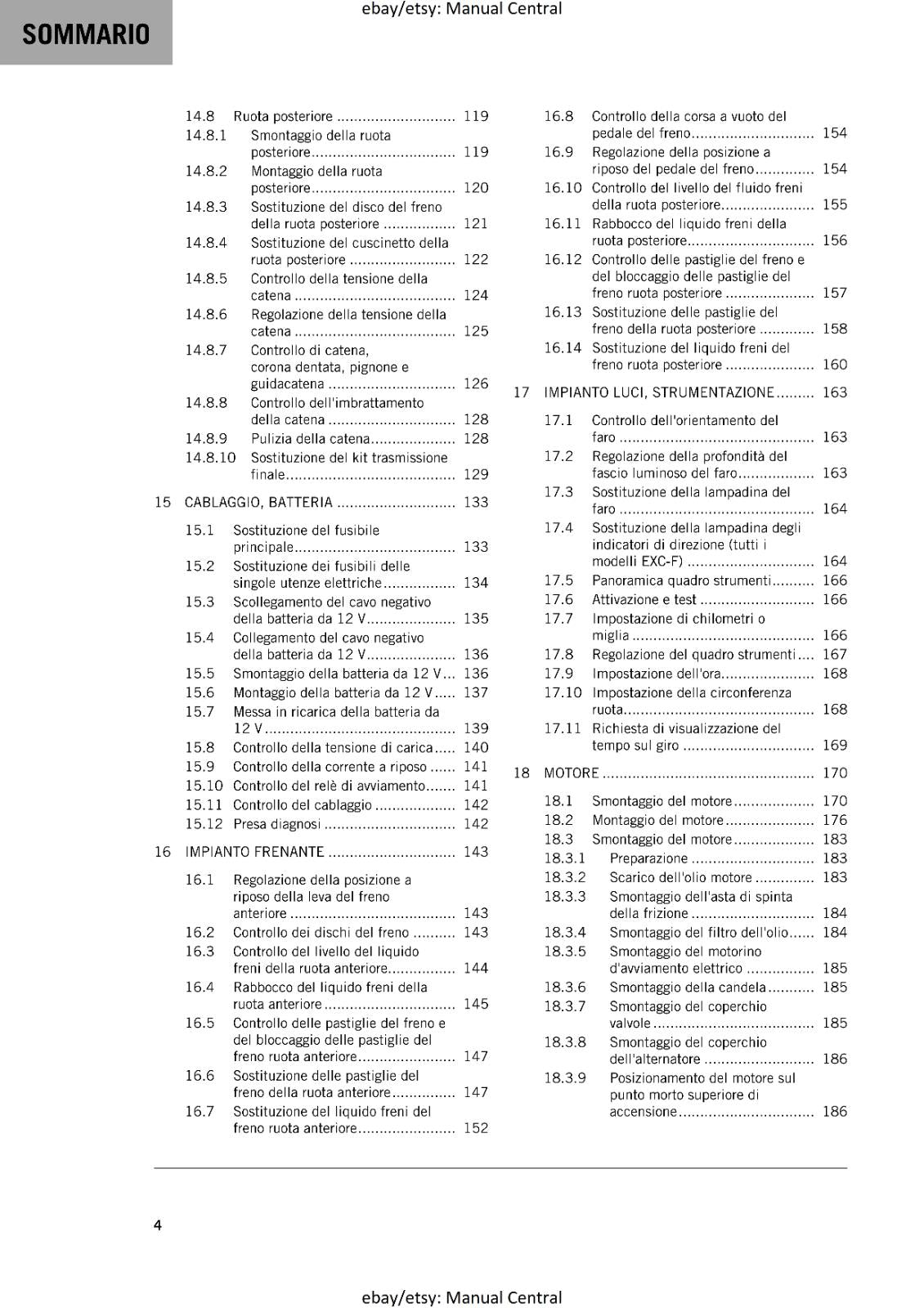 ITALIAN LANGUAGE - KTM 2022 - 450 500 XCF-W EXC-F - MANUALE DI RIPARAZIONE