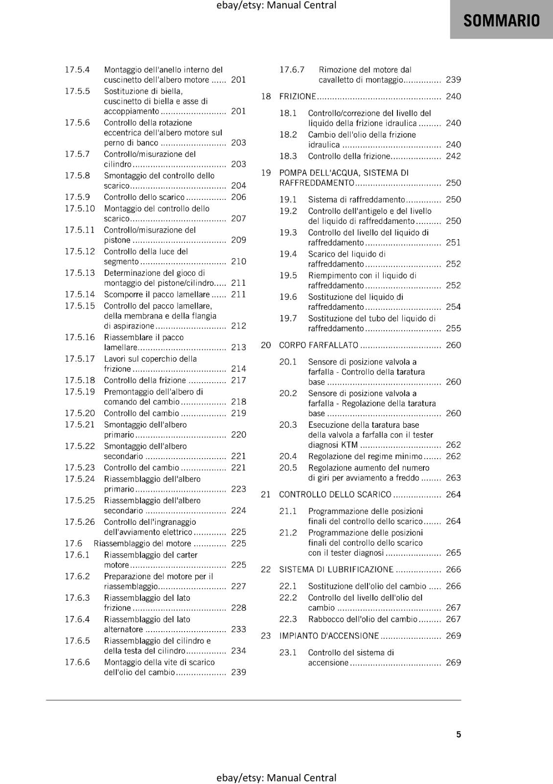 ITALIAN LANGUAGE - KTM 2023 - 125 SX XC - MANUALE DI RIPARAZIONE
