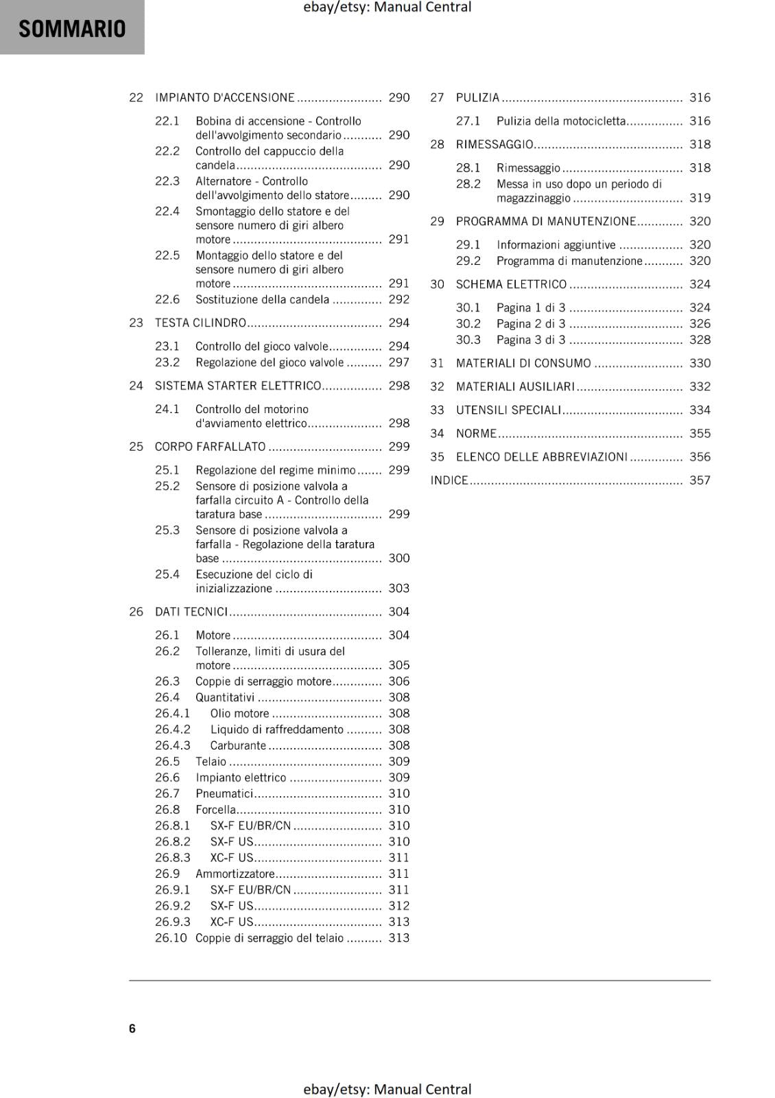 ITALIAN LANGUAGE - KTM 2023 - 250 SX-F XC-F - MANUALE DI RIPARAZIONE