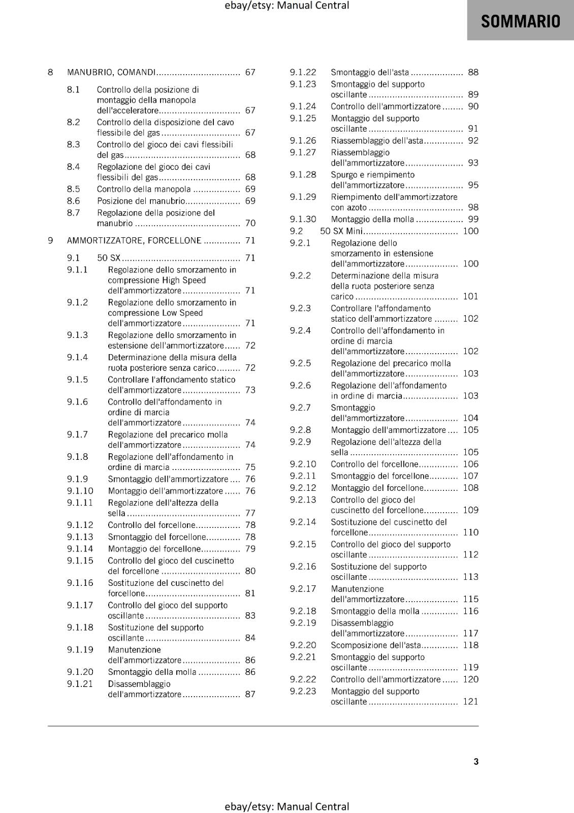 ITALIAN LANGUAGE - KTM 2019 - 50 SX MINI - MANUALE DI RIPARAZIONE