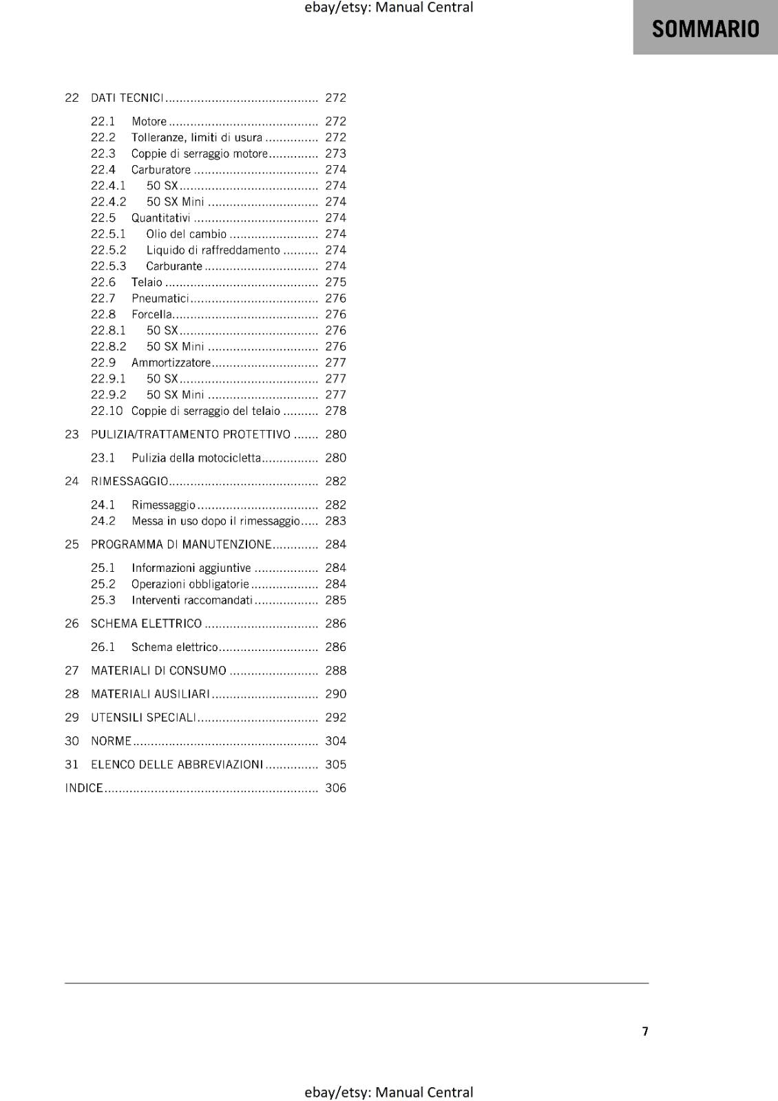ITALIAN LANGUAGE - KTM 2019 - 50 SX MINI - MANUALE DI RIPARAZIONE