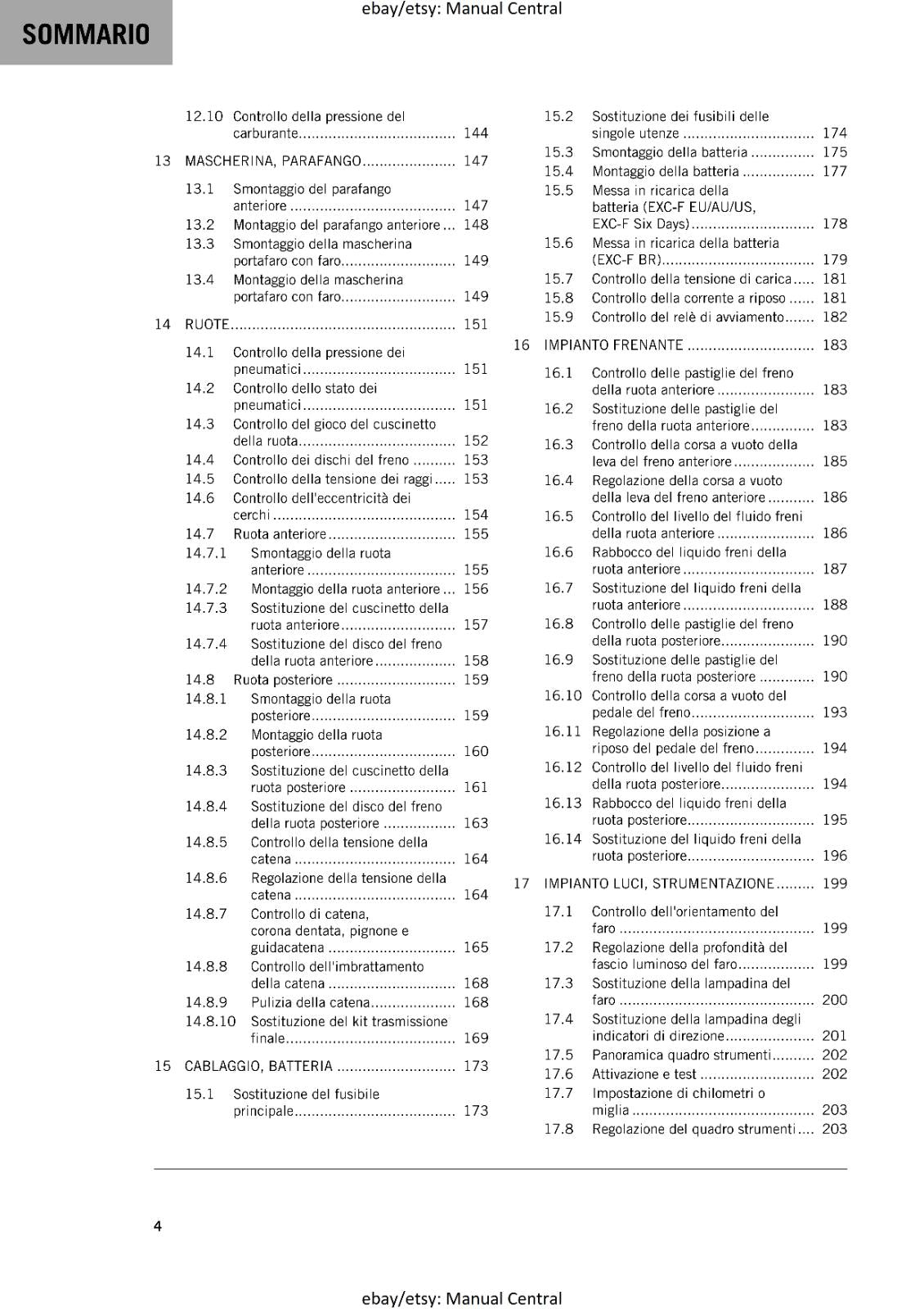 ITALIAN LANGUAGE - KTM 2017 - 350 EXC-F - MANUALE DI RIPARAZIONE