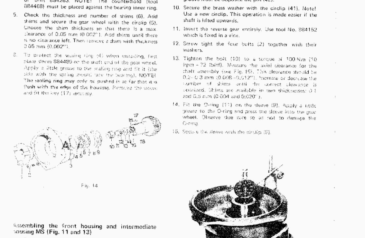VOLVO PENTA REVERSE GEAR MONO SHIFT MS  MSB OVERHAUL INSTRUCTIONS