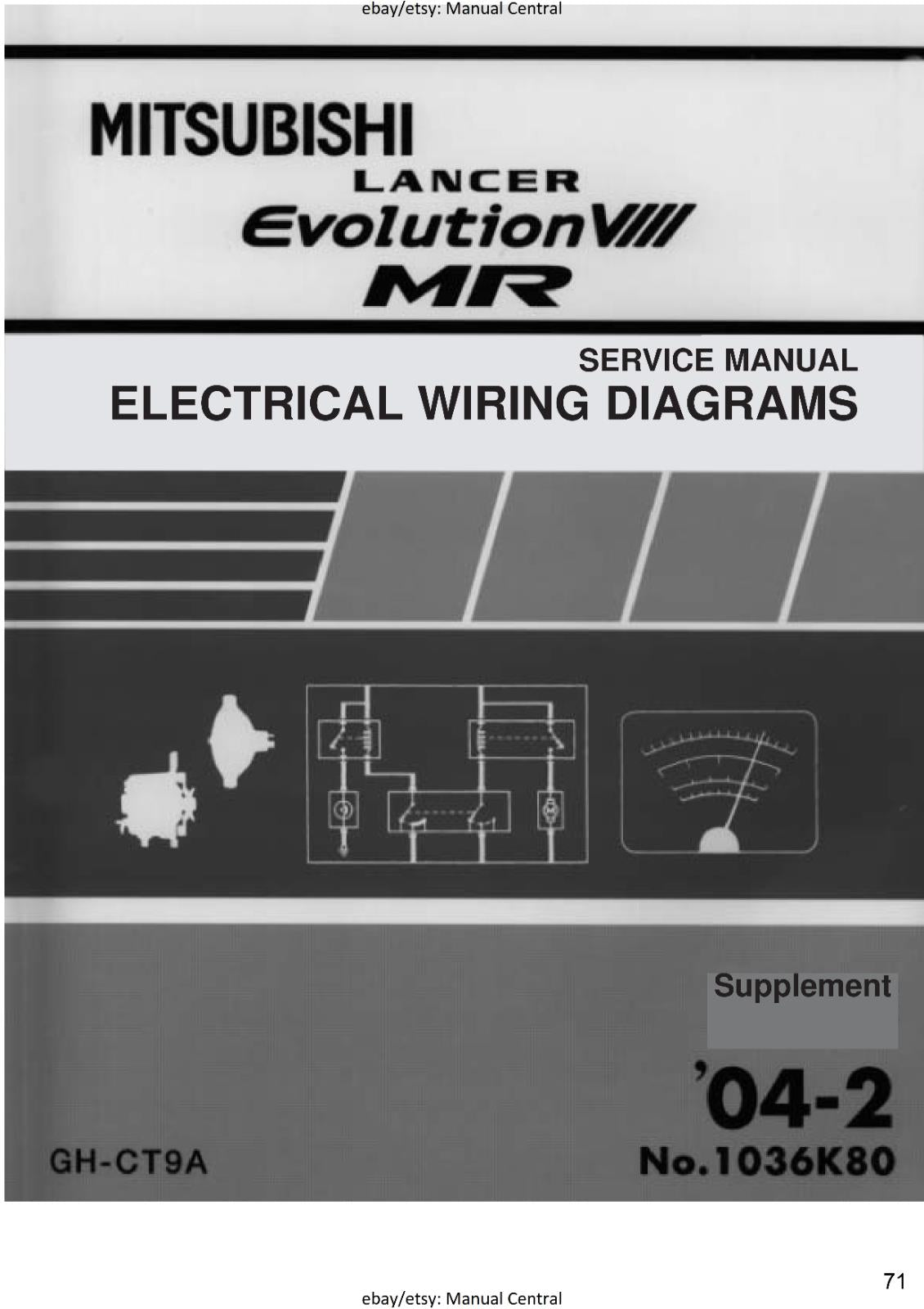 MITSUBISHI LANCER EVO VIII 8 MR - SUPPLEMENT WORKSHOP SERVICE MANUAL