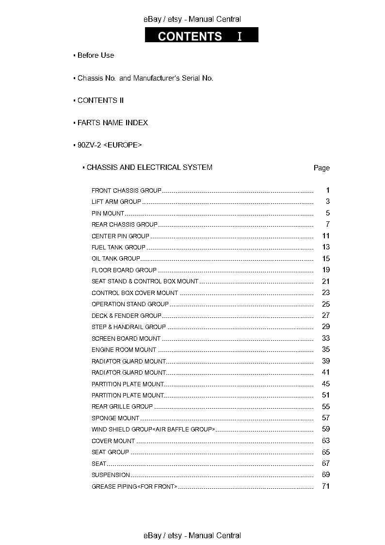 KAWASAKI 90ZV-2 WHEEL LOADER PARTS MANUAL CATALOGUE