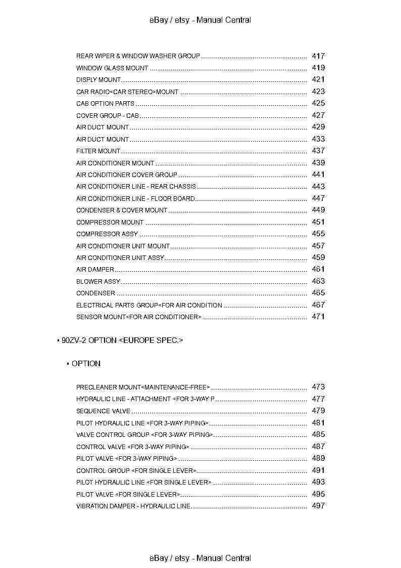 KAWASAKI 90ZV-2 WHEEL LOADER PARTS MANUAL CATALOGUE