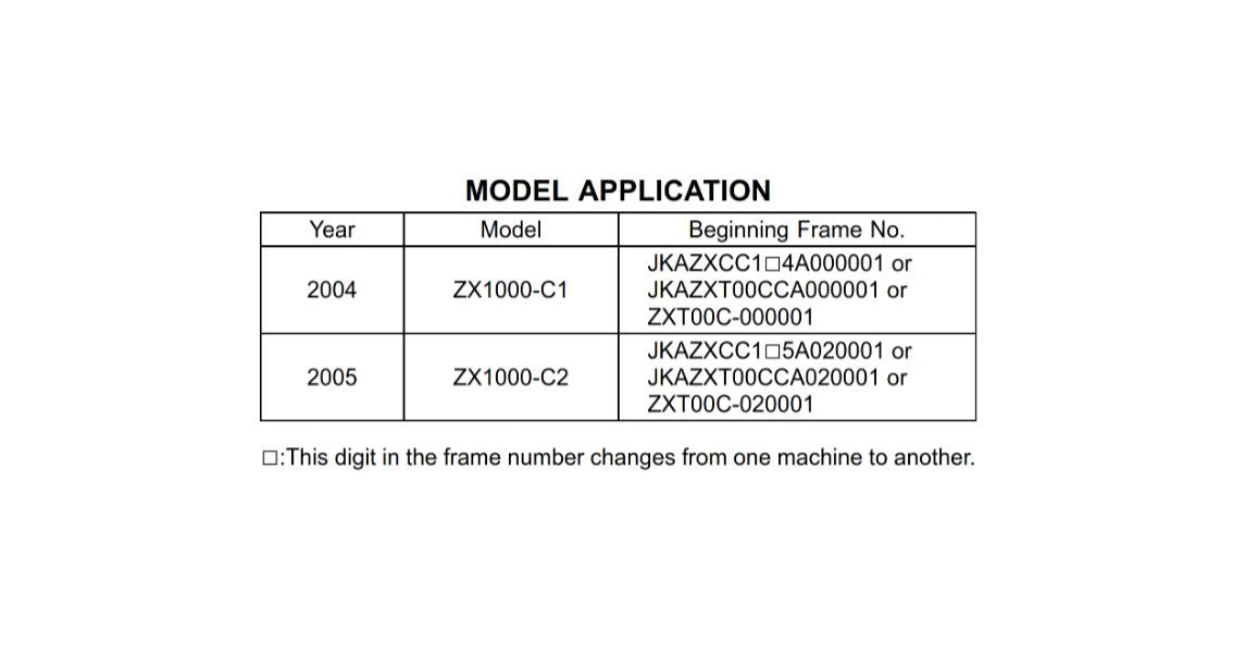 KAWASAKI 2004 2005 NINJA ZX-10R - ZX1000-C1 ZX1000-C2 - WORKSHOP SERVICE REPAIR