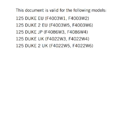 KTM 2023 - 125 DUKE  - OWNERS MANUAL USER GUIDE