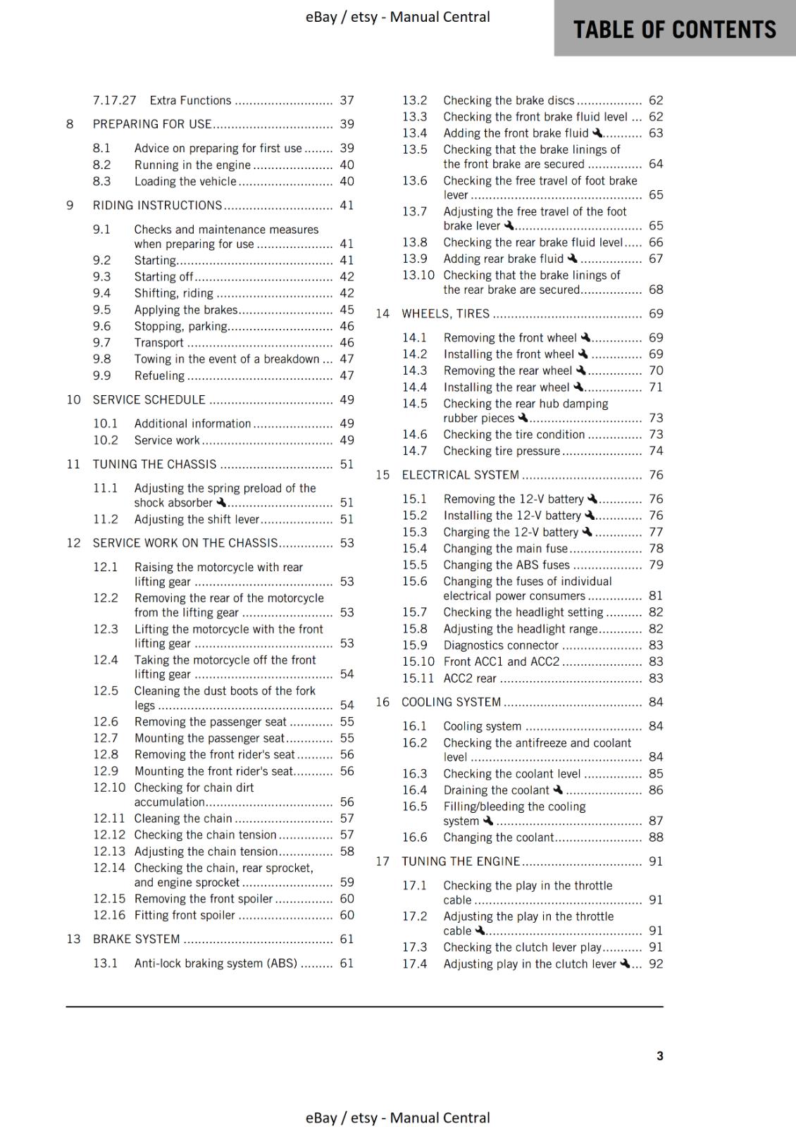KTM 2023 - 125 DUKE  - OWNERS MANUAL USER GUIDE