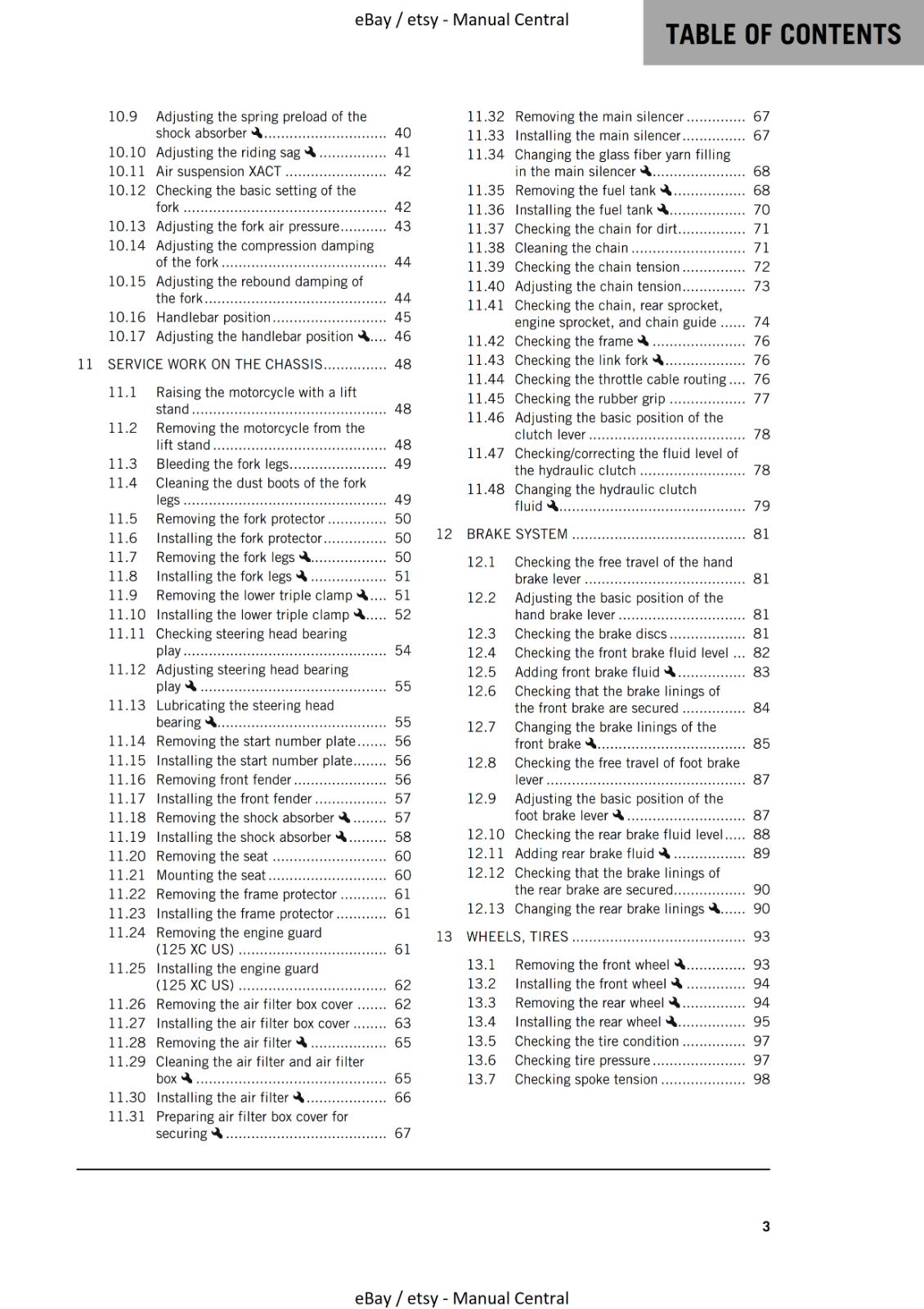 KTM 2023 - 125 SX XC  - OWNERS MANUAL USER GUIDE