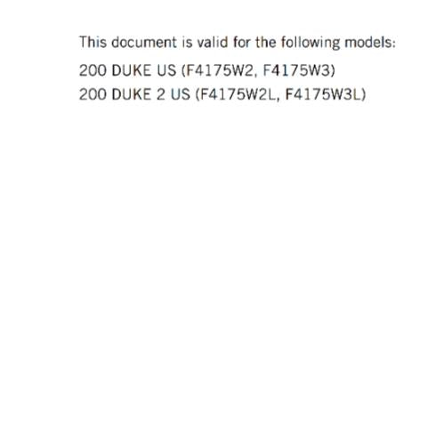 KTM 2023 - 200 DUKE US VERSION  - OWNERS MANUAL USER GUIDE