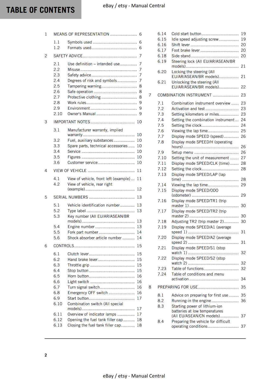 KTM 2023 - 350 EXC-F SIX DAYS - OWNERS MANUAL USER GUIDE