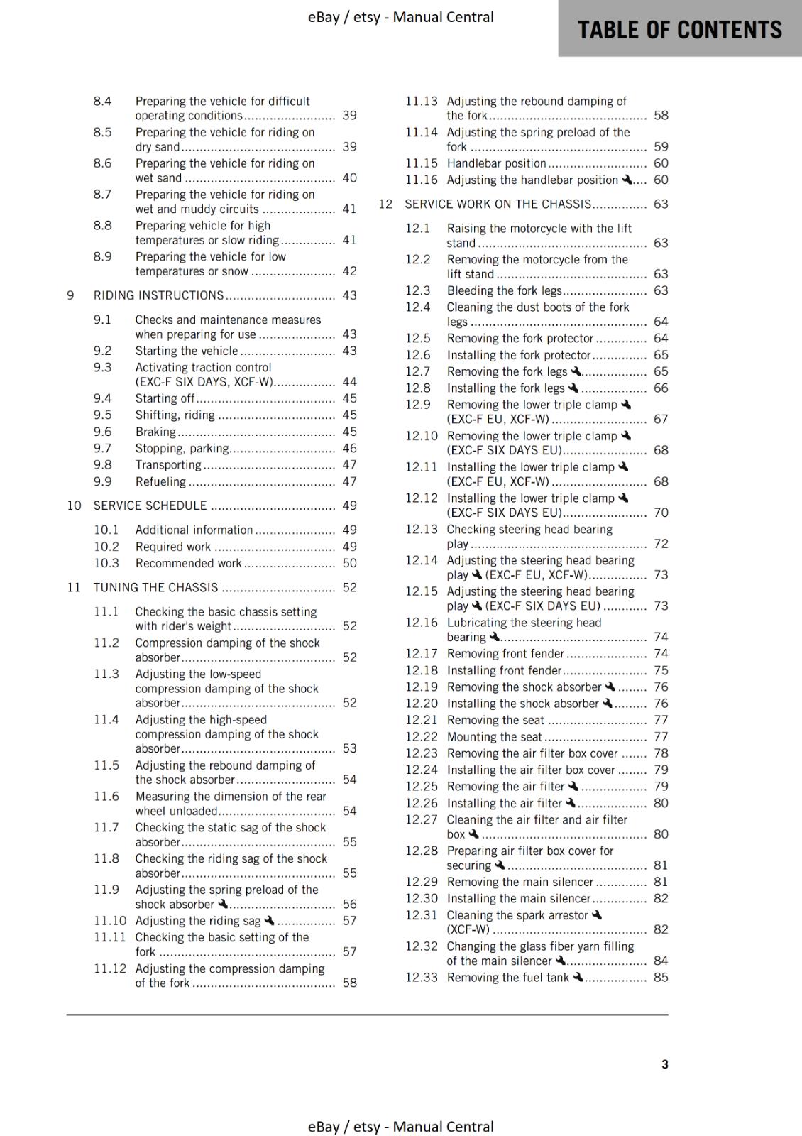 KTM 2023 - 450 500 EXC-F SIX DAYS XCF-W - OWNERS MANUAL USER GUIDE
