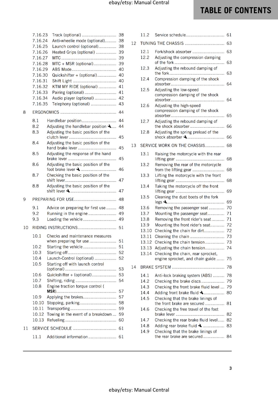 KTM 2023 - 890 DUKE R EU ASEAN CN - OWNERS MANUAL USER GUIDE