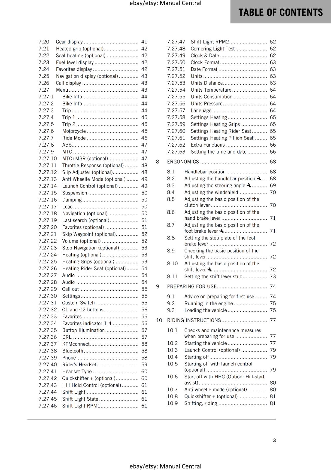 KTM 2023 - 1290 SUPER DUKE GT - US EDITION - OWNERS MANUAL USER GUIDE