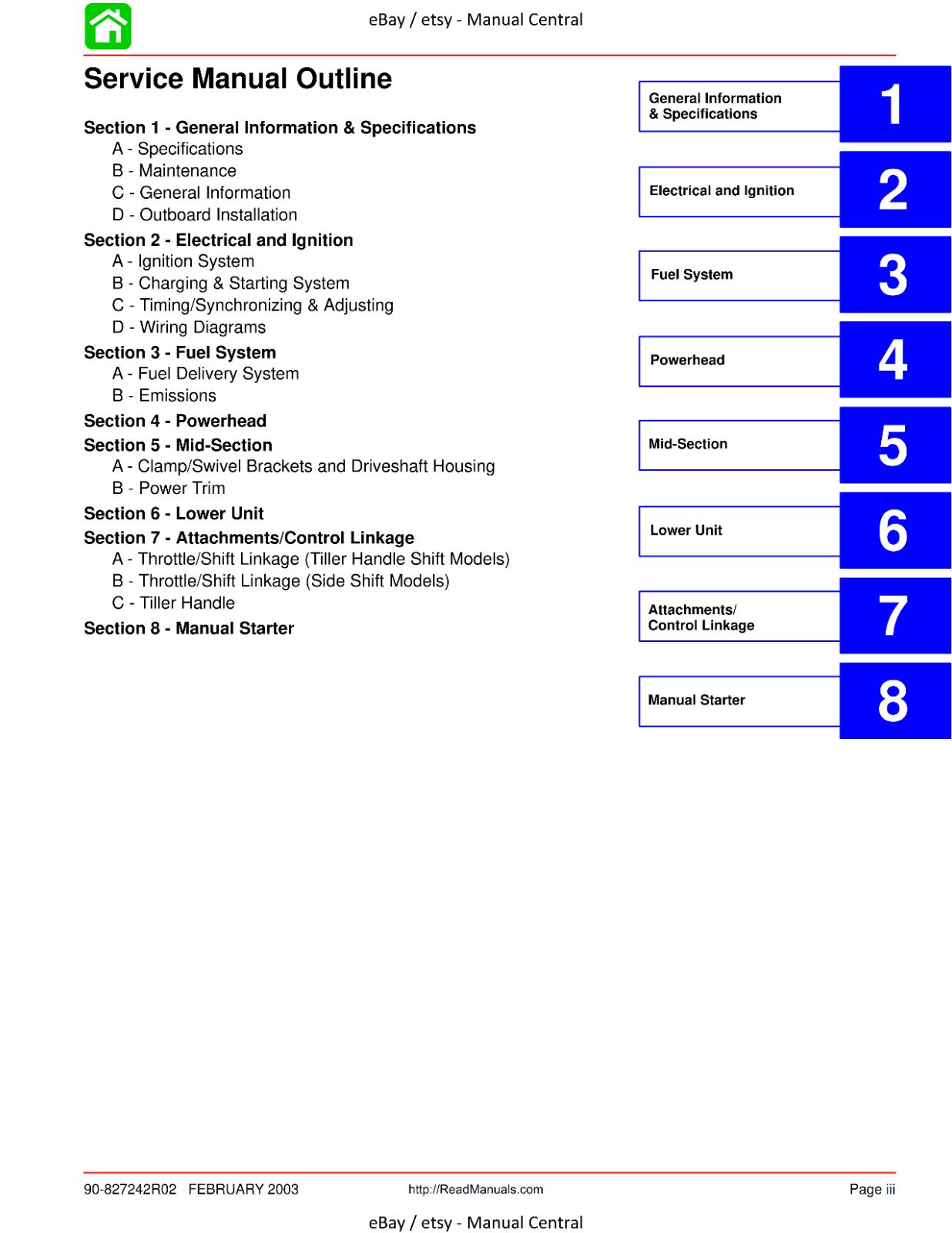 MERCURY - 6 8 9.9 10 15 - SAILMATE SAILPOWER XR MAG VIKING 10 - SERVICE MANUAL