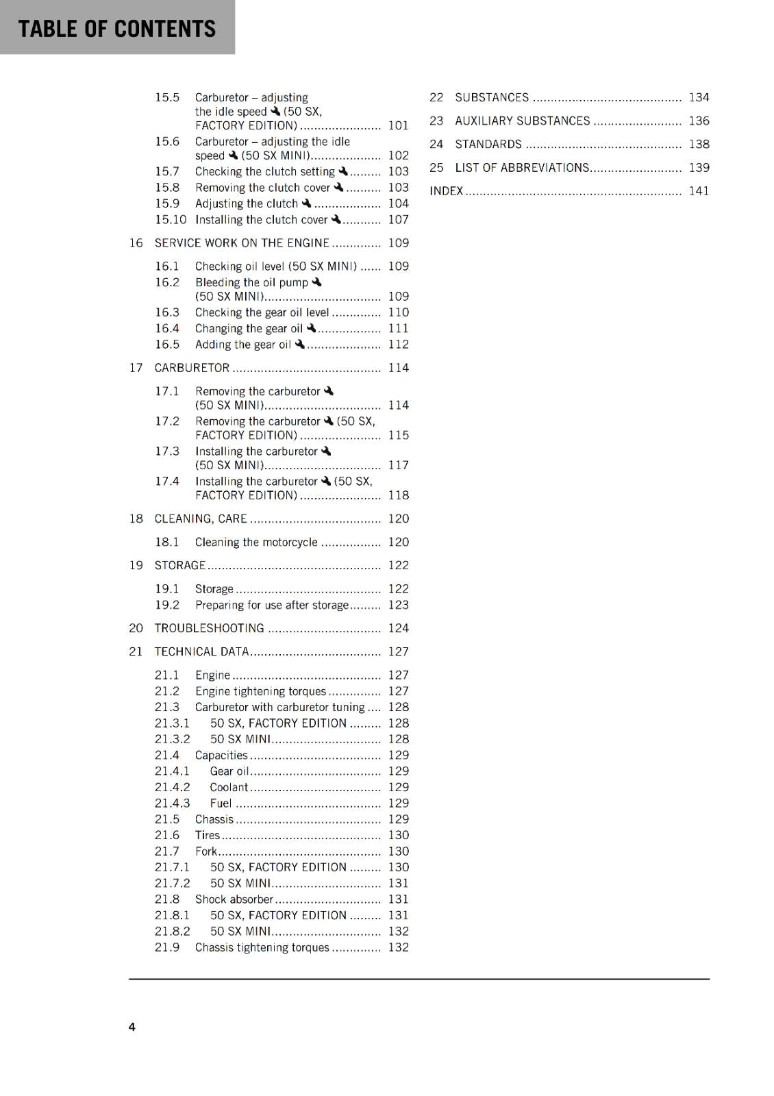 KTM 2022 - 50 SX MINI FACTORY EDITION - OWNERS MANUAL USER GUIDE