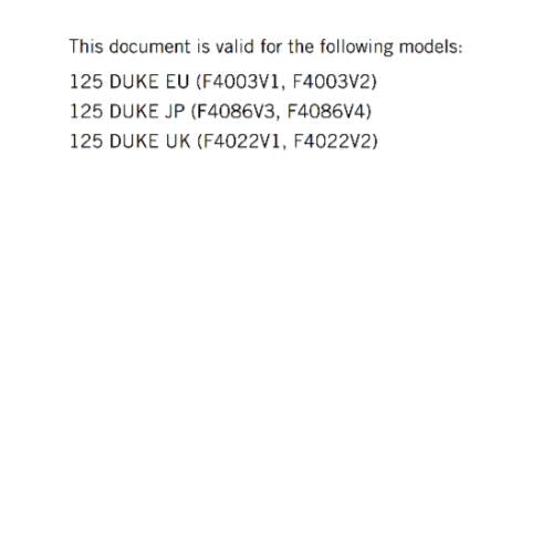 KTM 2022 - 125 DUKE - OWNERS MANUAL USER GUIDE