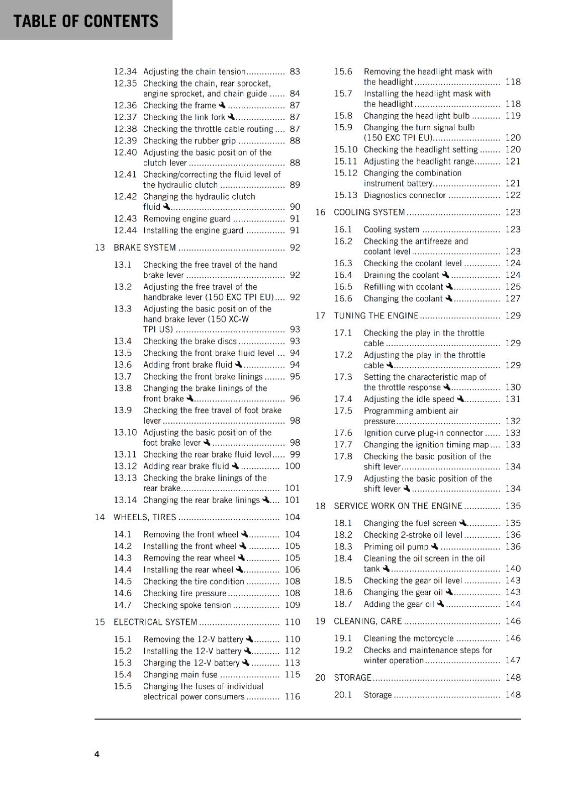 KTM 2022 - 150 EXC XC-W TPI - OWNERS MANUAL USER GUIDE