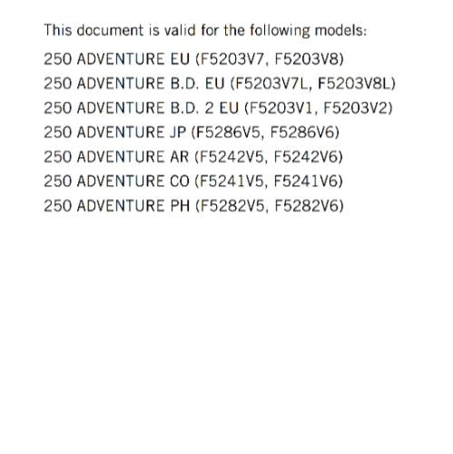 KTM 2022 - 250 ADVENTURE - OWNERS MANUAL