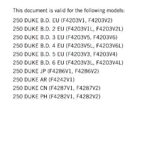 KTM 2022 - 250 DUKE - OWNERS MANUAL
