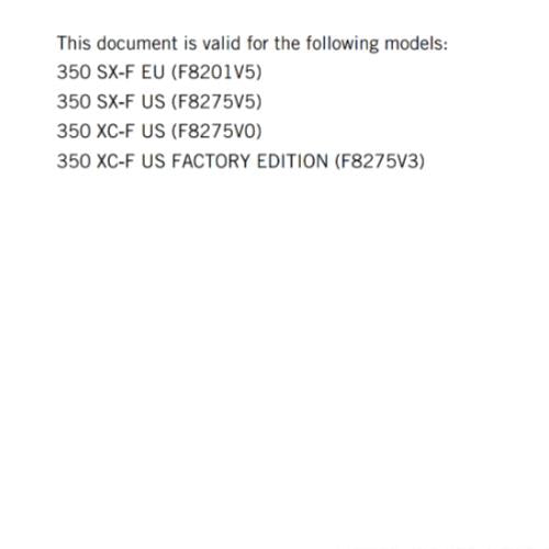 KTM 2022 - 350 SX-F XC-F FACTORY EDITION - OWNERS MANUAL