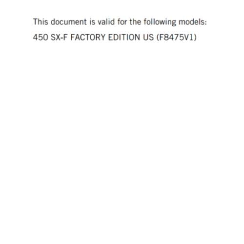 KTM 2022 - 450 SX-F FACTORY EDITION - OWNERS MANUAL USER GUIDE