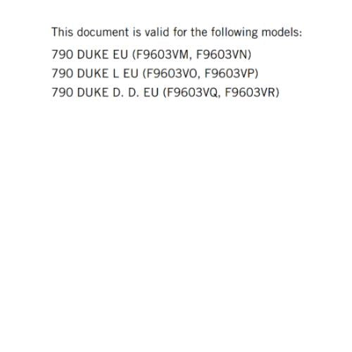 KTM 2022 - 790 DUKE - OWNERS MANUAL USER GUIDE