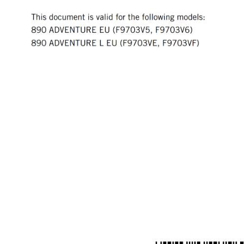 KTM 2022 - 890 ADVENTURE & L - OWNERS MANUAL USER GUIDE
