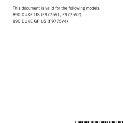 KTM 2022 - 890 DUKE GP US EDITION - OWNERS MANUAL USER GUIDE
