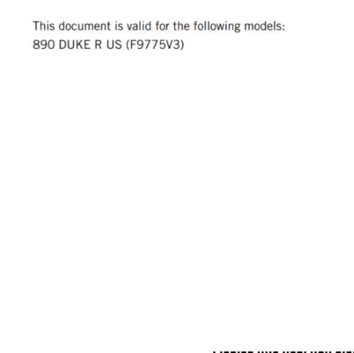 KTM 2022 - 890 DUKE R US EDITION - OWNERS MANUAL USER GUIDE