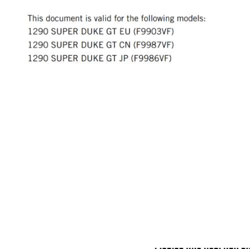 KTM 2022 - 1290 SUPER DUKE GT - OWNERS MANUAL USER GUIDE