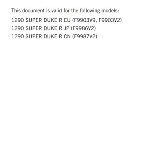 KTM 2022 - 1290 SUPER DUKE R - OWNERS MANUAL USER GUIDE