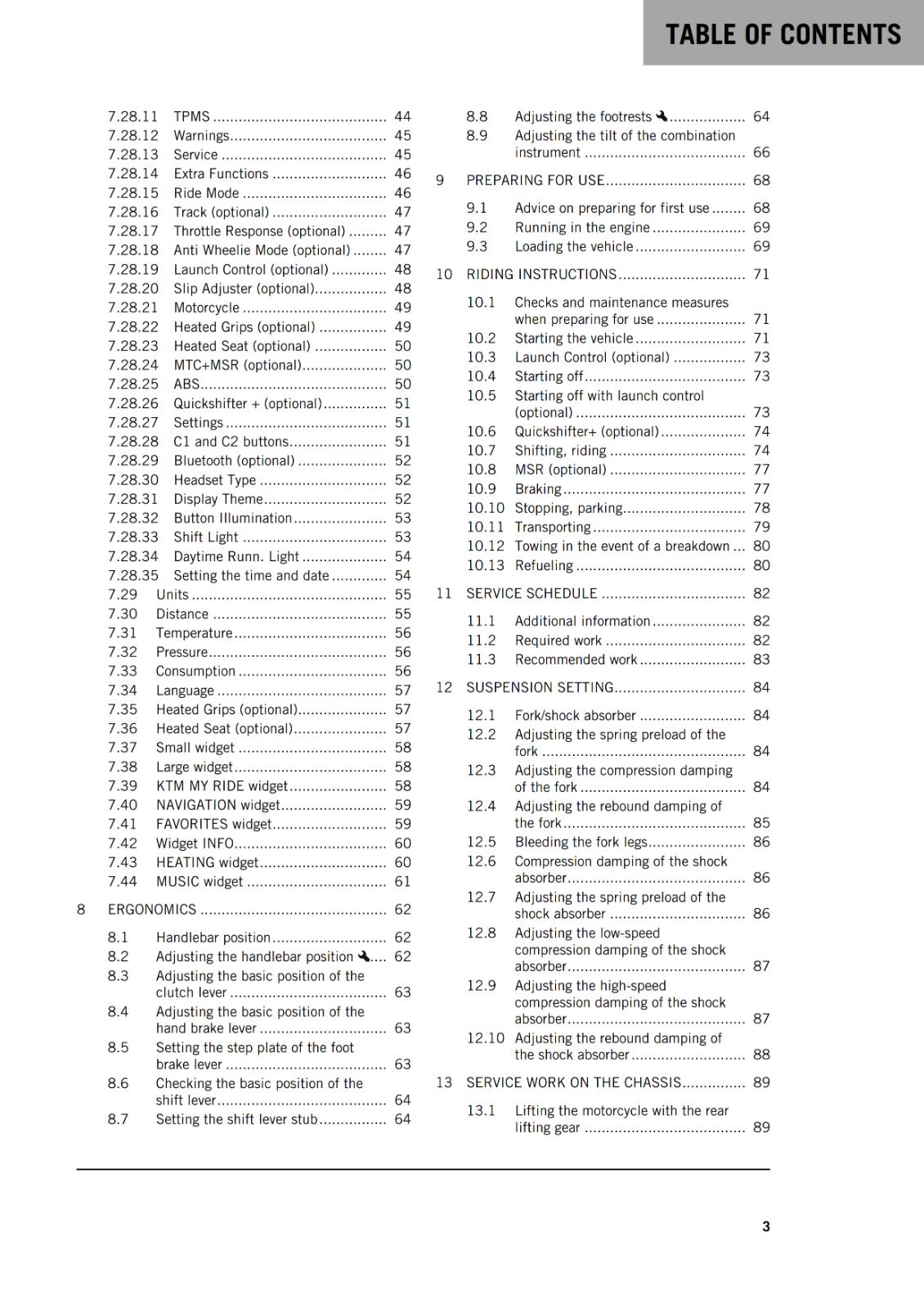 KTM 2022 - 1290 SUPER DUKE R - OWNERS MANUAL USER GUIDE